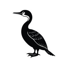 Black cormorant silhouette vector isolated on white background