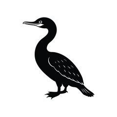 Fototapeta premium Black cormorant silhouette vector isolated on white background