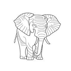 Elephant line art for coloring page