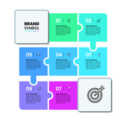 Infographic template. Line with 7 steps and puzzle pieces