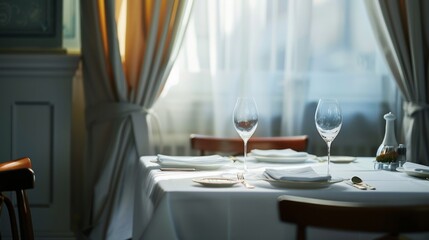 table setting in restaurant