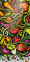 Cartoon vector doodle Vegetables banner background