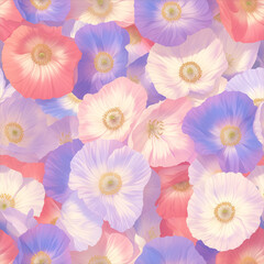 アニメ風のマルチカラーのポピーのテクスチャパターン