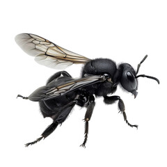 Isolated Carpenter Bee with Transparent Wings on a White Background.