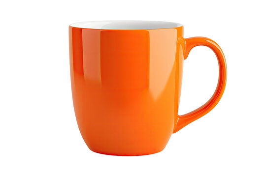 A vibrant orange mug perfect for enjoying coffee or tea, adding a pop of color to any kitchen or dining experience.