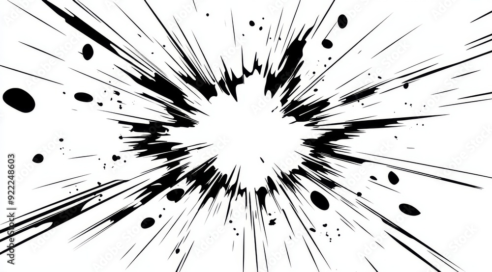 Poster this mangastyle explosion graphic features bold lines and splatter effects that enhance comic book i