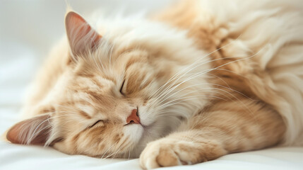 Fluffy Ginger Cat Peacefully Sleeping