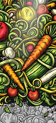 Cartoon vector doodle Vegetables banner background