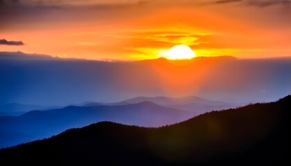 Smoky mountains at sunset.