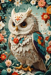 colorful illustration of an owl