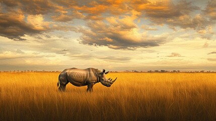 Obraz premium Rhino in the African Savanna