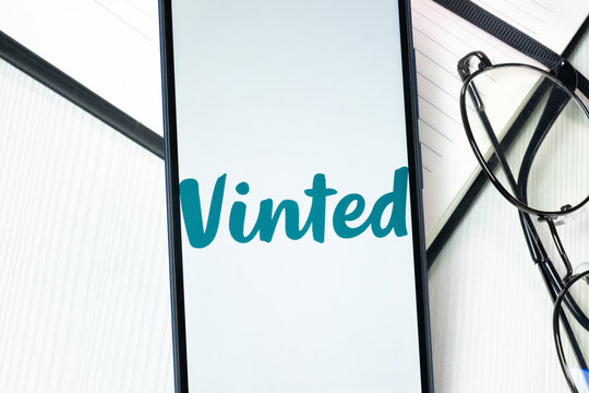 New York, USA - 10 August 2024: Vinted Logo on Phone Screen, Company Icon on Display