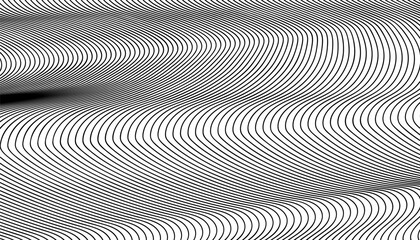 Black and white dynamic wavy pattern. Abstract vector illustration for background. Graphic resources element. Vector Format Illustration 