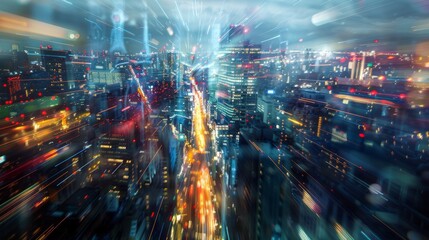 Obraz premium time lapse of traffic at night