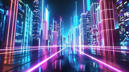 Cyberpunk Cityscape with Neon Lights