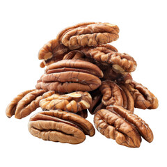 A Pile of Shelled Pecan Nuts on a Transparent Background