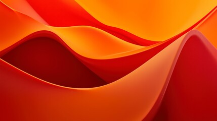 A vibrant abstract design featuring flowing waves of red and orange hues.