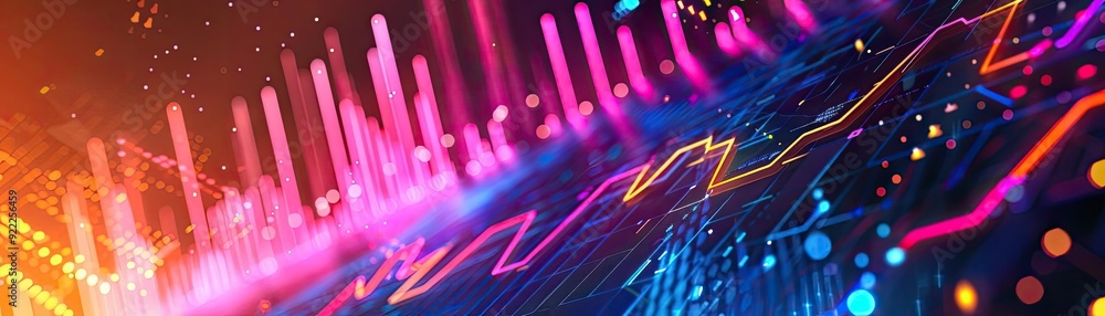 Poster vibrant abstract background featuring colorful lines and light patterns, perfect for technology or m