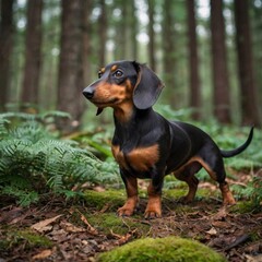 cute dachshund wiener Dog Sausage Doggo in the forest