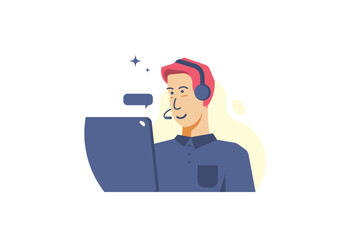 Call center customer assistance center online service, Vector illustration.