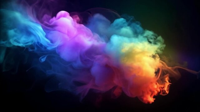 Abstract smoke video background, multicolored smoke streams on a dark background