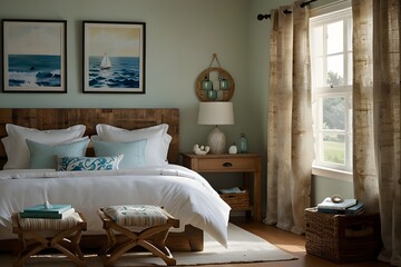 Coastal chic: To create a beachy atmosphere, use light, breezy colors, natural textures, and nautical accents like ropes or anchors.