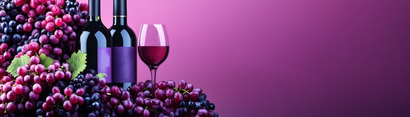Wine Harvest Festival Banner with Festive Typography and 3D Elements on Clean Purple Background Illustration