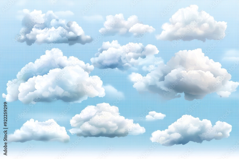 Poster cloud on transparent background with a realistic look.