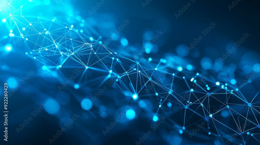 Poster 3d rendering of an abstract digital network connection on a blue background