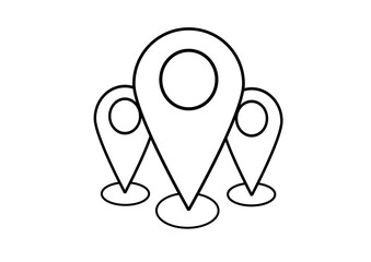 Location icon. Vector four pin icon. Navigation point, GPS, black and white pin