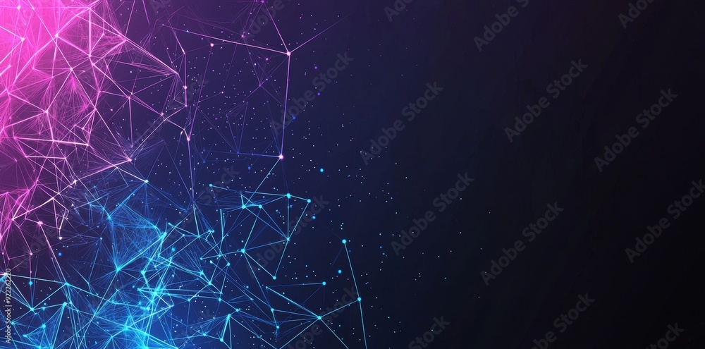 Poster 'big data and cybersecurity' illustration with bokeh effect. cloud technologies, neural networks, an