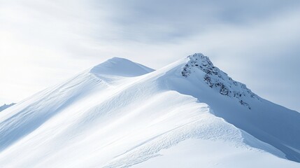 High-angle view of a snowy mountain with a clear sky, perfect for placing a message