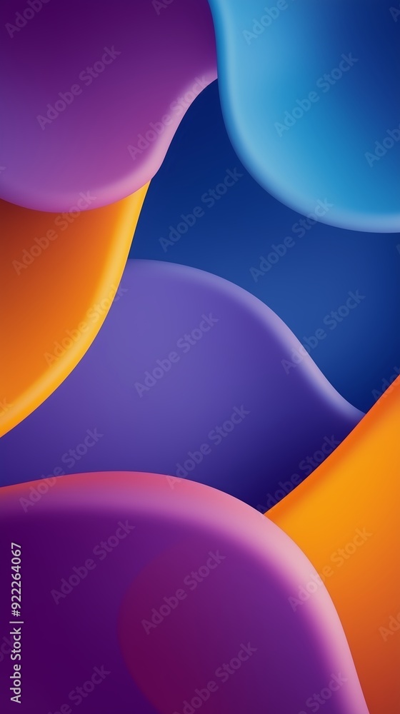 Poster colorful abstract shapes blending in a dynamic design with smooth curves and gradients