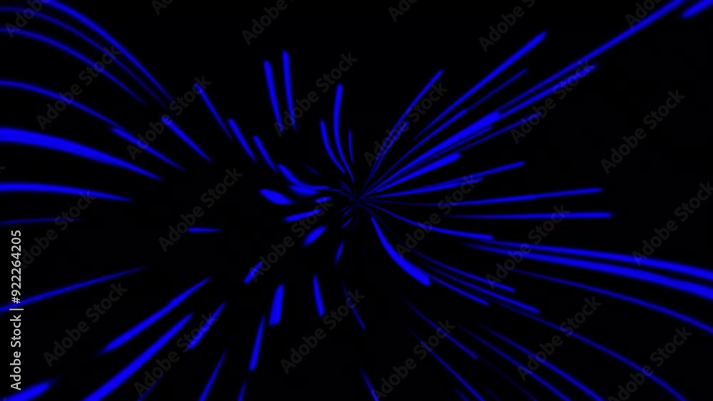 Poster speed light line motion blue on dark background. looping motion abstract lines.