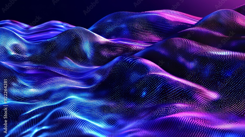 Poster network line connect stream. blockchain data fields. concept of ai technology, digital communication