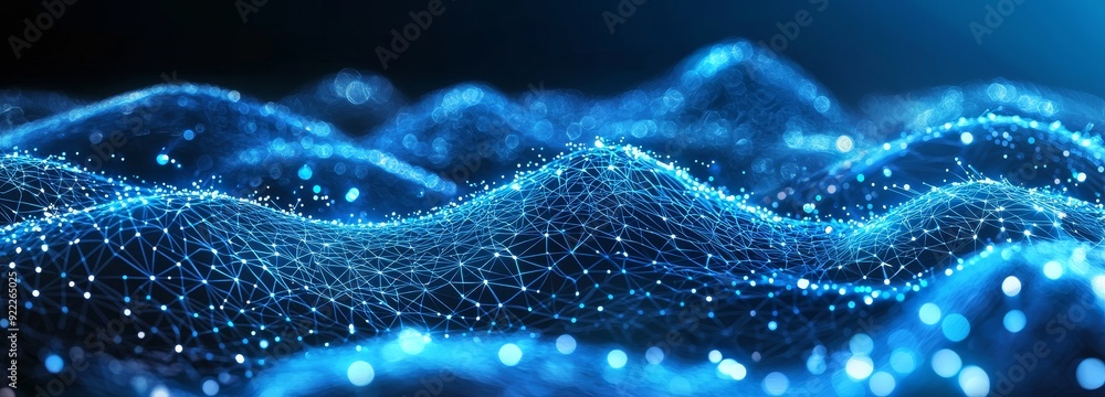 Poster digital data networks encrypted with cloud computing - conceptual illustration