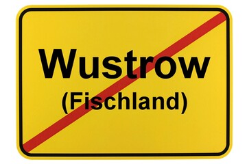 Illustration eines Ortsschildes der Gemeinde Wustrow in Mecklenburg-Vorpommern