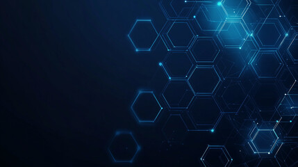 Fototapeta premium Abstract blue technology background with a hexagon pattern for a digital network, futuristic & dynamic element design