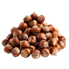 Fototapeta premium A Pile of Shelled Hazelnuts Isolated on Transparent Background