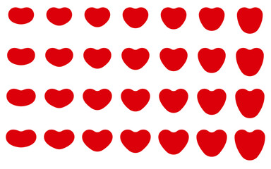 様々な形のハートマークアイコンのベクターイラストセット