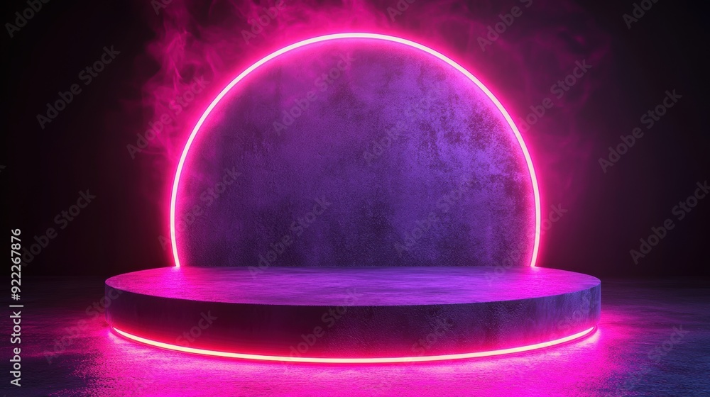Poster a large purple circle with a red line around it