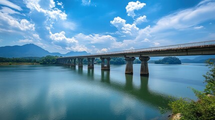 Bridge Over Water in a Mountainous Landscape