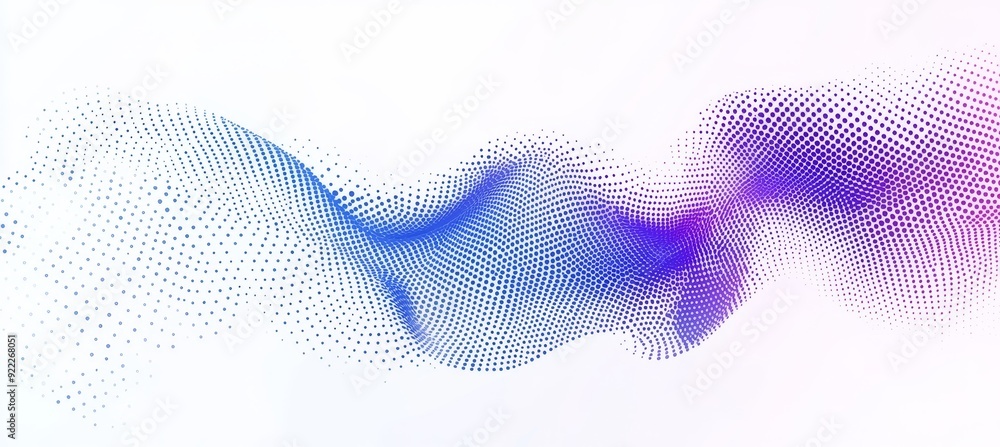 Aufkleber flowing curve pattern with abstract dots by blue purple pink gradient on transparent background in t