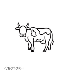 cow icon, farm animal thin line symbol isolated on white background, editable stroke eps 10 vector illustration