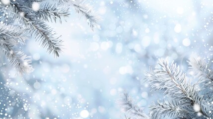 Frosted Pine Branches Winter Wonderland