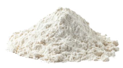 Isolated Mountain of White Flour with Fine Texture without Background.