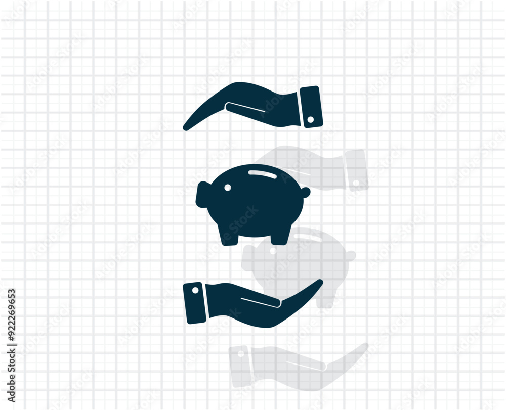 Poster vector dark color icon with shadow on light checkered background