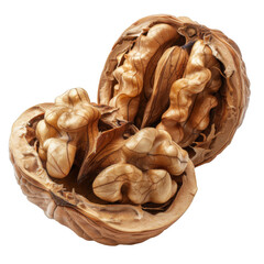 Fototapeta premium Close-up of a Cracked Walnut with Visible Kernels