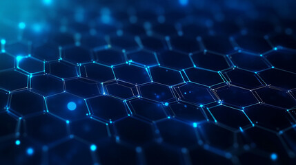 Obraz premium Abstract blue technology background with a hexagon pattern for a digital network, futuristic & dynamic element design