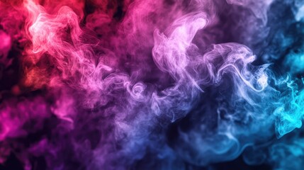 Abstract 3D smoke graphics in vibrant colors, creating a mesmerizing visual effect on a dark background